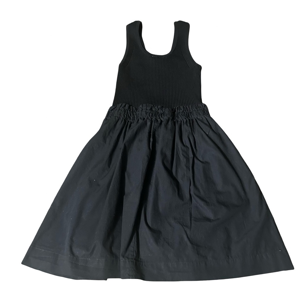 Joie Black Ribbed Knit Poplin Mini Dress Fit & Flare Sleeveless Size M - Picture 5 of 8